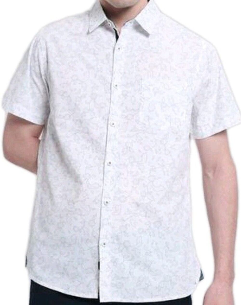 Across the Pond Floral Print Short Sleeve Button Up Preppy Casual Men SZ Large
